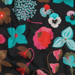 Feine Baumwollpopeline Digital MEADOW FLOWER NERIDA HANSEN - JET schwarz