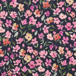 Feincord Digital Blumen - dunkelblau