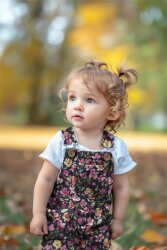 Feincord Digital Blumen - dunkelblau