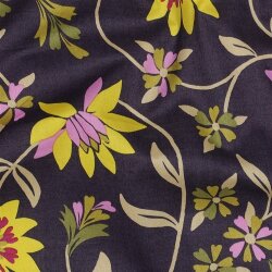 Baumwollvoile Blumen - dunkellila