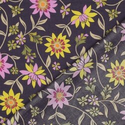 Baumwollvoile Blumen - dunkellila