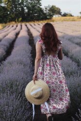 Baumwollvoile Blumen - dunkellila