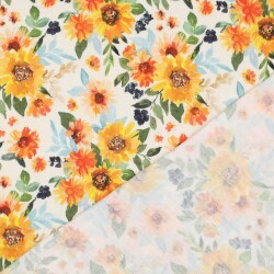 Musselin Digital SonnenBlumen - weiss