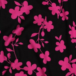 Viskose Jersey Blumen - schwarz