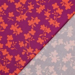 Viskose Jersey Blumendruck - dunkelpink