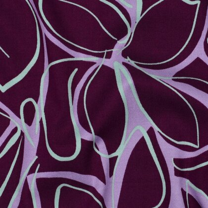 Viskose Jersey Blumenzeichnung  - aubergine