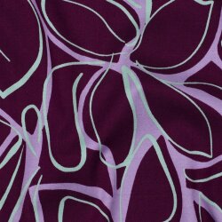 Viskose Jersey Blumenzeichnung  - aubergine