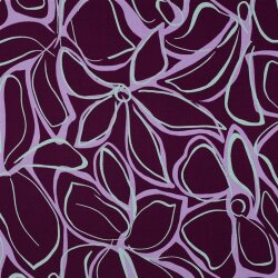 Viskose Jersey Blumenzeichnung  - aubergine