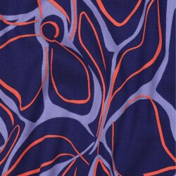 Viskose Jersey Blumenzeichnung - dunkelblau