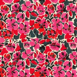 Viskose Jersey Digital Blumen - hellpink/petrol