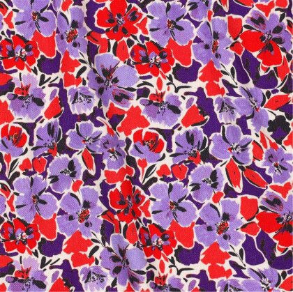 Viskose Jersey Digital Blumen - helllila/rot