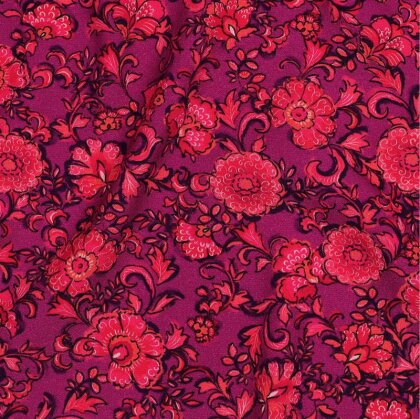 Viskose Popeline STRETCH Digital Blumen - FUCHSIA