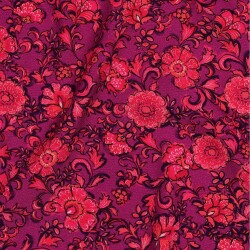 Viskose Popeline STRETCH Digital Blumen - FUCHSIA