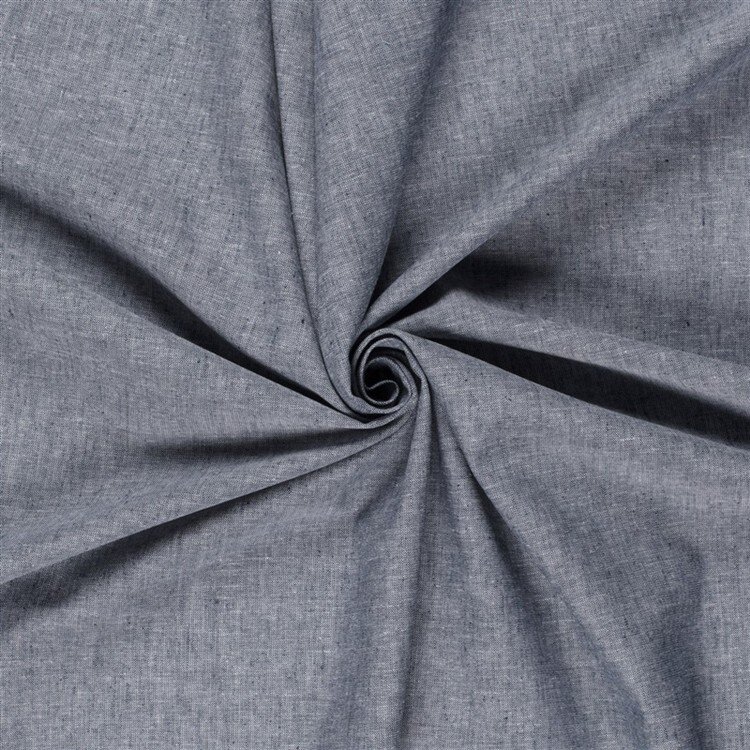 Leinen Chambray Uni Meliert - dunkelblau