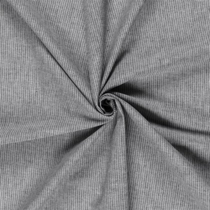 Leinen Chambray Mini Streifen Melange - schwarz
