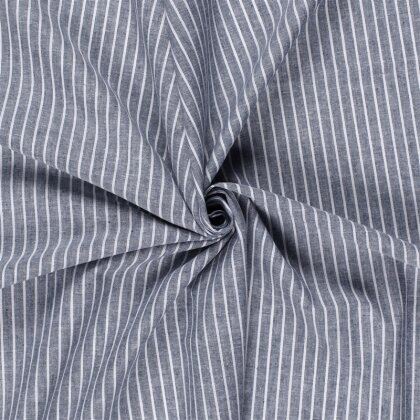 Leinen Chambray Streifen Melange - dunkelblau