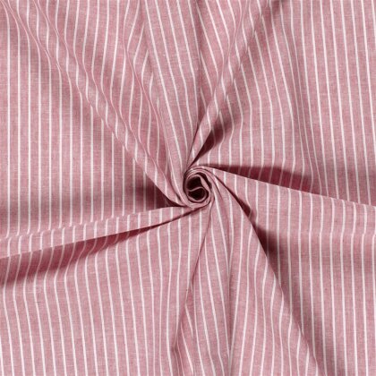 Leinen Chambray Streifen Melange - dunkelrot