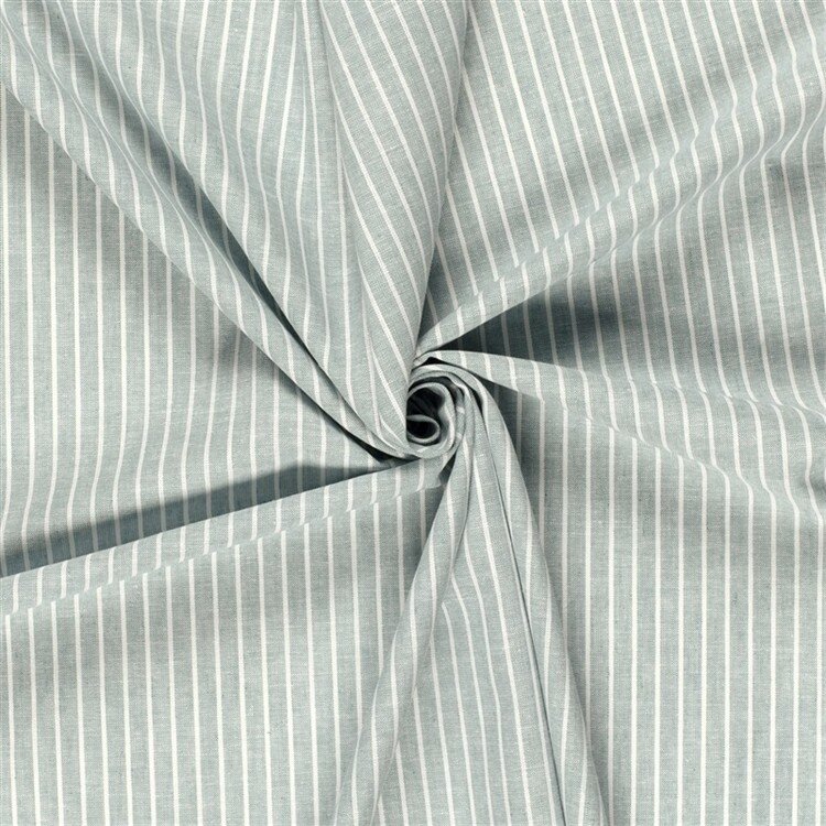 Leinen Chambray Streifen Melange - antikgrün