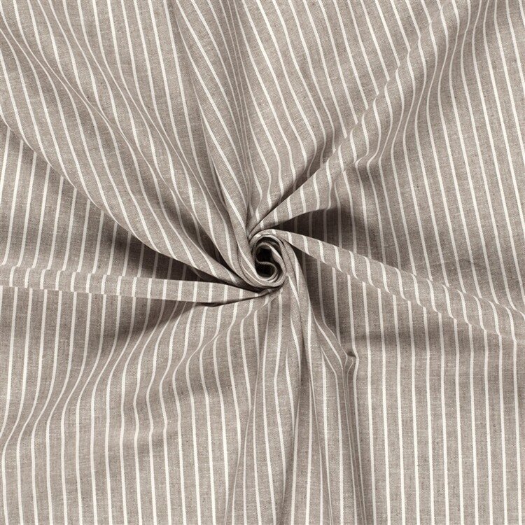 Leinen Chambray Streifen Melange - schoko