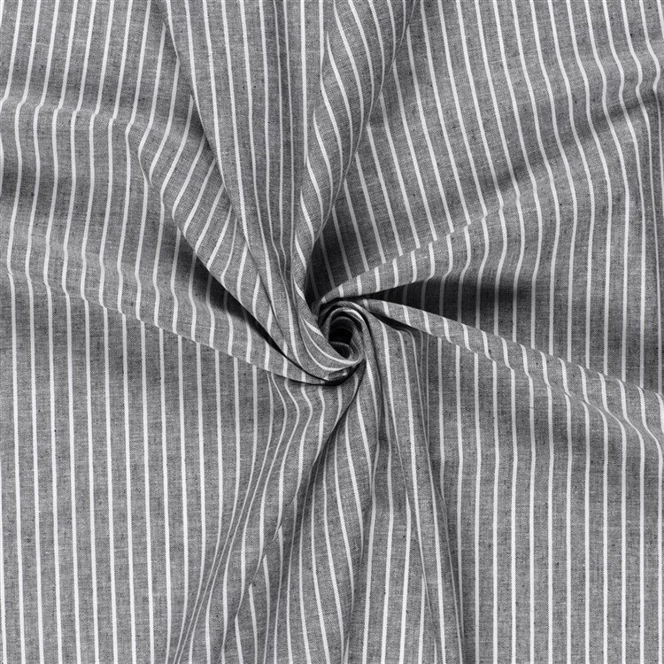 Leinen Chambray Streifen Melange - schwarz