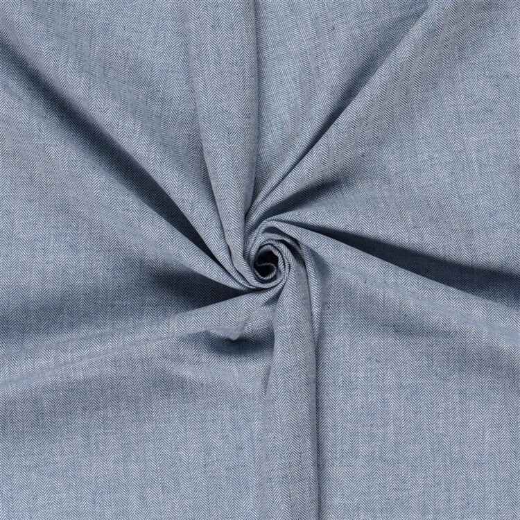 Leinen Chambray Fischgräte Melange - indigo