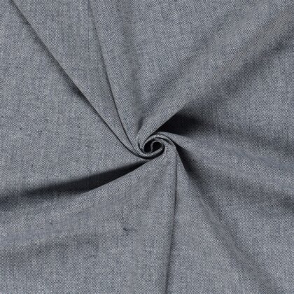 Leinen Chambray Fischgräte Melange - dunkelblau