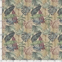 Dekostoff Leinen-Optik Blätter - beige