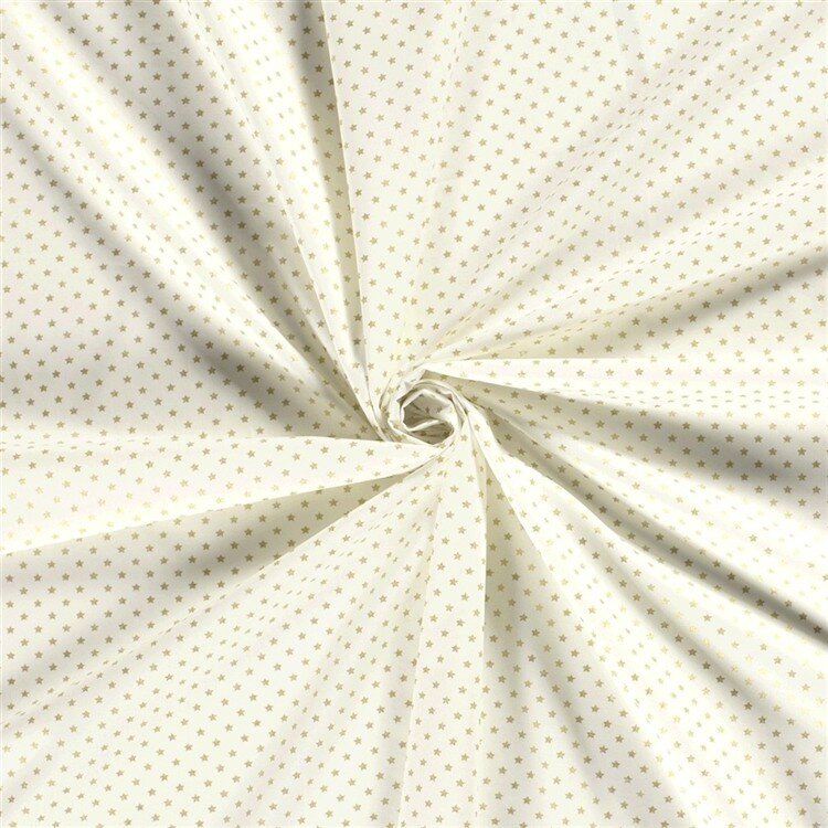 Baumwollpopeline Foliendruck Mini Sterne - creme/gold