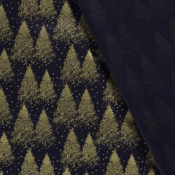Baumwollpopeline Foliendruck Weihnachtsbaum - dunkelblau