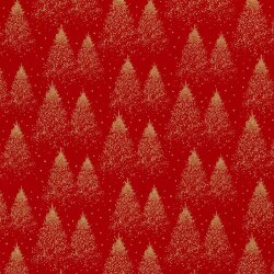 Baumwollpopeline Foliendruck Weihnachtsbaum - rot
