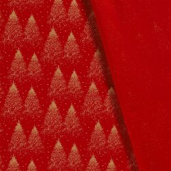 Baumwollpopeline Foliendruck Weihnachtsbaum - rot