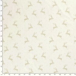 Baumwollpopeline Foliendruck springende Hirsche - creme