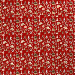 Baumwollpopeline Foliendruck Baumschmuck - rot