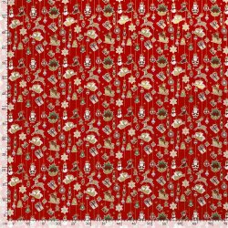 Baumwollpopeline Foliendruck Baumschmuck - rot