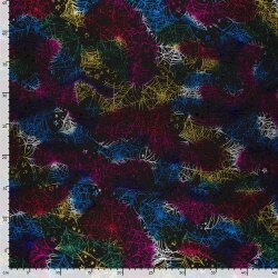 Folienjersey buntes Spinnennetz - schwarz