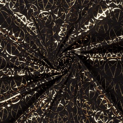 Folienjersey goldene Sterne - schwarz