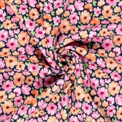 Wintersweat Digital bunte Blumen - nachtblau