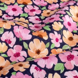 Wintersweat Digital bunte Blumen - nachtblau