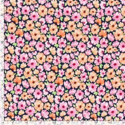 Wintersweat Digital bunte Blumen - nachtblau