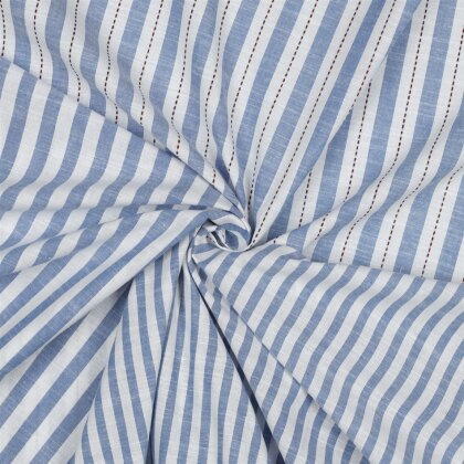 Baumwollpopeline Streifen - jeansblau/creme