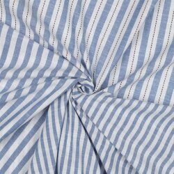 Baumwollpopeline Streifen - jeansblau/creme