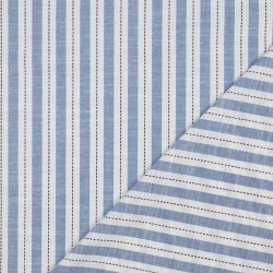 Baumwollpopeline Streifen - jeansblau/creme