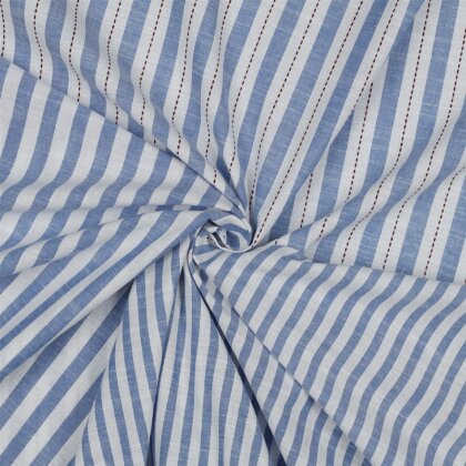 Baumwollpopeline Gestreift - jeansblau/weiss