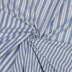 Baumwollpopeline Gestreift - jeansblau/weiss