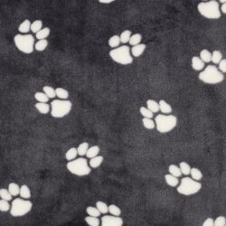 Wellnessfleece Hundepfoten - dunkelgrau