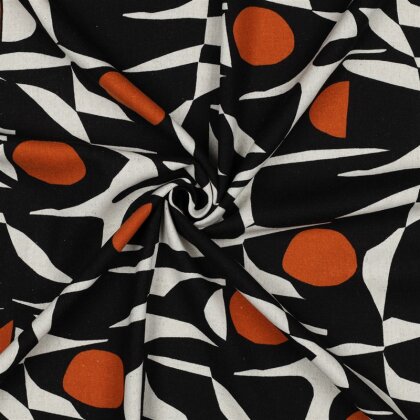 Leinen Viskose abstraktes Muster - orange