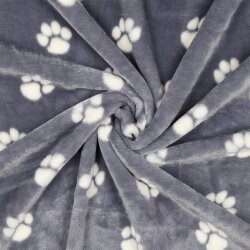 Wellnessfleece Hundepfoten - hellgrau