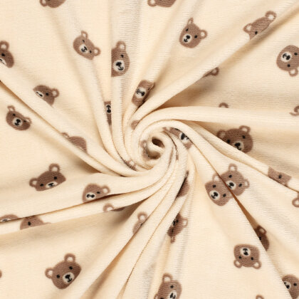 Wellnessfleece Bärenköpfe - hellbeige
