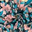 Polyesterstoff mit Leinenoptik Aquarellblumen - dunkelblau