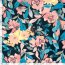 Polyesterstoff mit Leinenoptik Aquarellblumen - dunkelblau